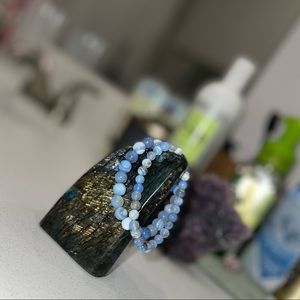8mm/6mm Beaded Blue Lace Agate bracelet